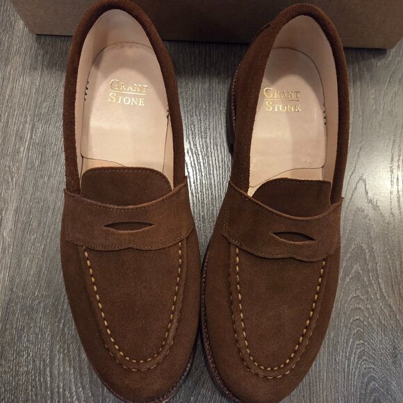 Grant Stone Traveler Penny Loafer Bourbon Suede 7.5E Almost New - Picture 1 of 9